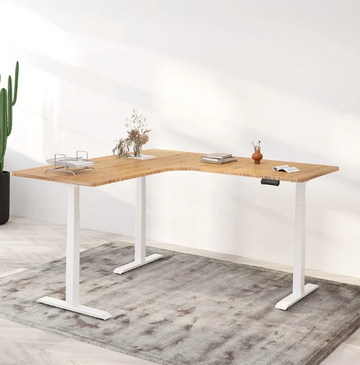 L-Shaped Up Standing Desk - Oak_White (E7L-01W) - 0