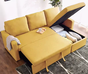 Buy yellow LF101 Valta L-shaped Storage Sofa Bed