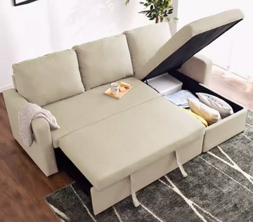 Buy off-white LF101 Valta L-shaped Storage Sofa Bed
