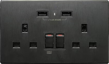 【牆紙紋黑色】 USB 孖蘇《4.2A》