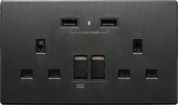 【牆紙紋黑色】 USB 孖蘇《4.2A》