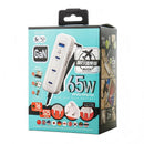 GaN 65W『 夾充 』【旅行版】- 夾枱迷你快速充電器 (3C1A) - 白色-1