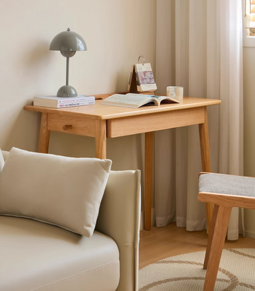Jousto 原木色橡木單抽屜書桌 - 0