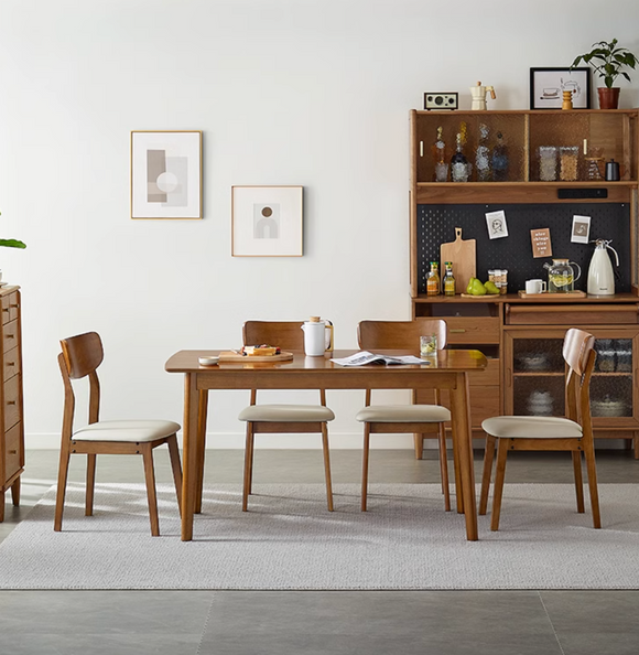 Grazia 胡桃木色實木餐桌組合