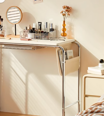 Buy white-mobile-table LR001 Easty Retro Slim Movable Bedside Table