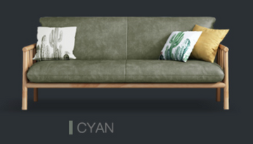 Buy green LF067 Halla Solid Wood Minimalist Sofa