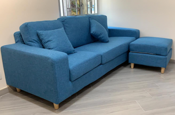 Buy blue LF060 Crown L-Shaped Fabric Sofa