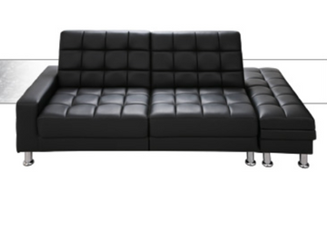 Buy 黑色 LF086 Hieno Faux Leather Click-Clack Sofa Bed with Ottoman