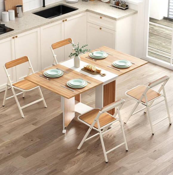 Juhla 小戶型摺疊餐桌連四椅子-1.4米