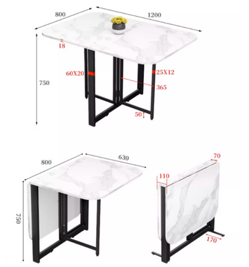 Buy 黑紋色 LA014 Kattaus Simple Folding Dining Table