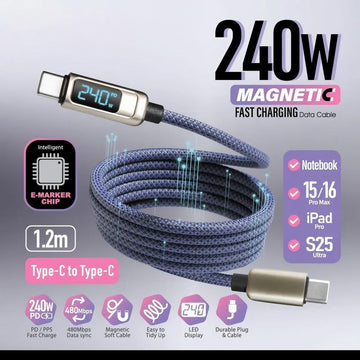 【LED 顯示】240W 磁吸線 (C to C) - 灰藍色