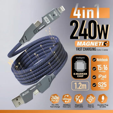 4合1】240W 磁吸線 (轉換頭) - 灰藍色
