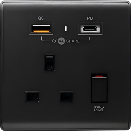 PDQC 單蘇 Type C/USB電制 (碳黑)