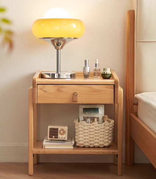 Kallio 北美橡木日式皮質拉手床頭櫃