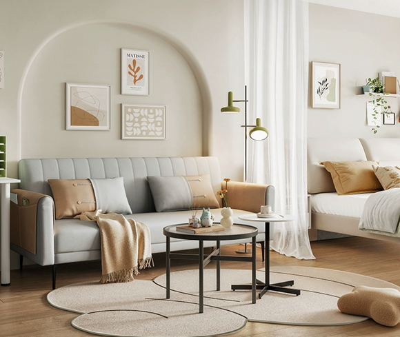 Sato 可折叠科技布两用沙發床-亮灰