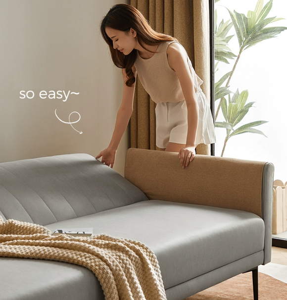 Sato 可折叠科技布两用沙發床-亮灰