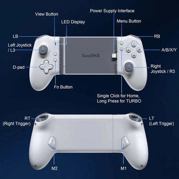 EasySMX - M15 Type-C 手機遊戲控制器(支援Android及iPhone15後續機型)(白色)