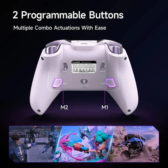 EasySMX - D10 三模無線控制器連充電底座(TMR搖桿-有體感-彩光-震動 -雙模式扳機)(紫色)
