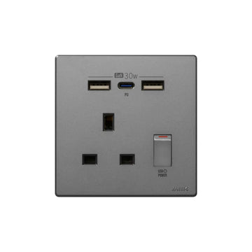 GaN30W Type-C/USB 電制插座 (單蘇) - 碳灰 - 0