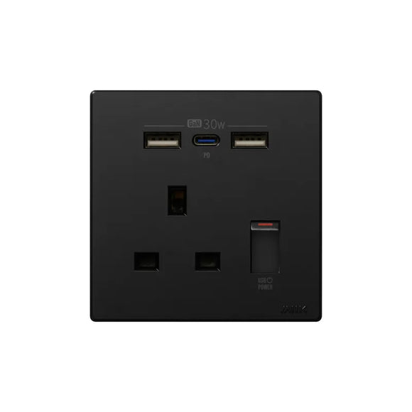 GaN30W Type-C/USB 電制插座 (單蘇) - 碳黑