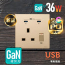 GaN36W 雙Type-C 電制插座 (單蘇) - 香濱金-1