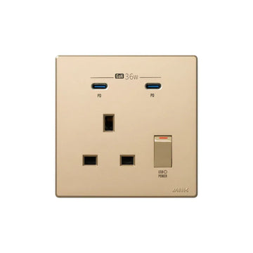 GaN36W 雙Type-C 電制插座 (單蘇) - 香濱金 - 0