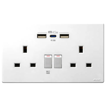 GaN45W Type-C/USB 電制插座 (孖蘇) - 白色 - 0