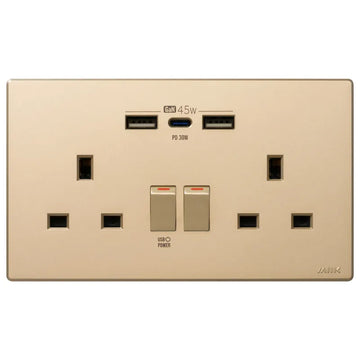 GaN45W Type-C/USB 電制插座 (孖蘇) - 香濱金 - 0