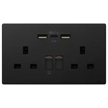 GaN45W Type-C/USB 電制插座 (孖蘇) - 碳黑 - 0