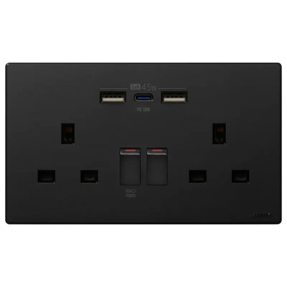 GaN45W Type-C/USB 電制插座 (孖蘇) - 碳黑