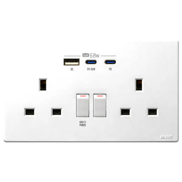 GaN68W Type-C/USB 電制插座 (孖蘇) - 白色 - 0