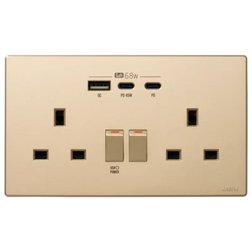 GaN68W Type-C/USB 電制插座 (孖蘇) - 香濱金 - 0