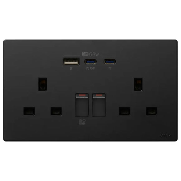 GaN68W Type-C/USB 電制插座 (孖蘇) - 碳黑