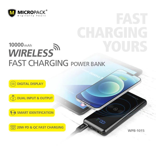 Micropack PD Fast Charging Wireless Power Bank (10000mAh)