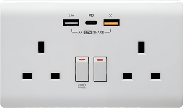 PDQC 孖蘇 Type C/USB電制 (光面白) - 0