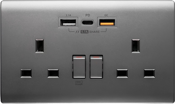 PDQC 孖蘇 Type C/USB電制 (碳灰)