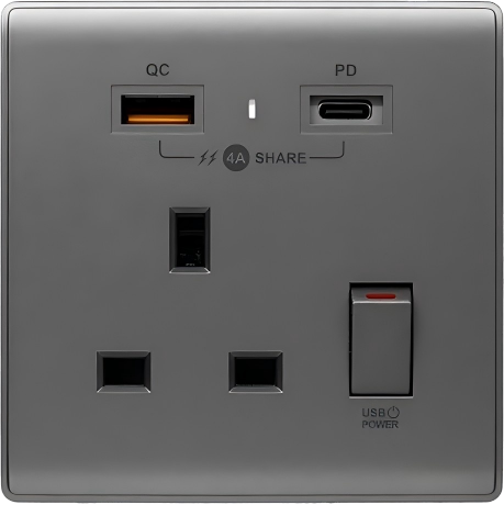 PDQC 單蘇 Type C/USB電制 (碳灰)