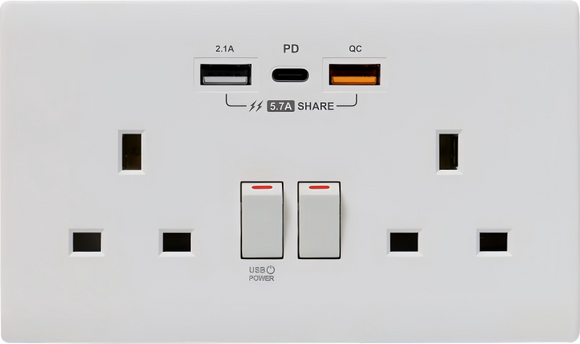 PDQC 孖蘇 Type C/USB電制 (陶瓷白) 《啞白》