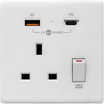 PDQC 單蘇 Type C/USB電制 (光面白) - 0
