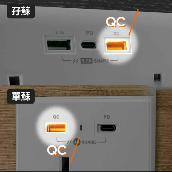 PDQC 單蘇 Type C/USB電制 (光面白)