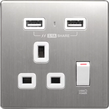 【不銹鋼白色】 USB 單蘇《3.1A》