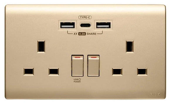 4.2A Type-C/USB 孖蘇電制 (香濱金)