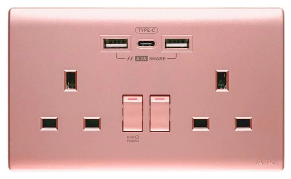 4.2A Type-C/USB 孖蘇電制 (櫻花紅)