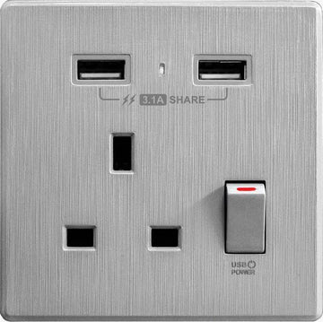 【牆紙紋灰色】 USB 單蘇《3.1A》