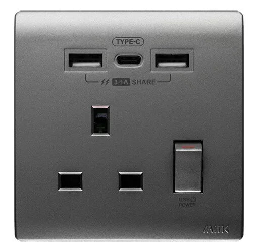 3.1A Type C/USB電制 (單蘇) (碳灰)