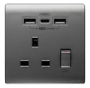 3.1A Type C/USB電制 (單蘇) (碳灰)