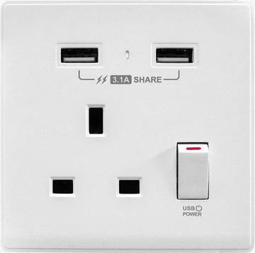 【光面白色】 USB 單蘇《3.1A》