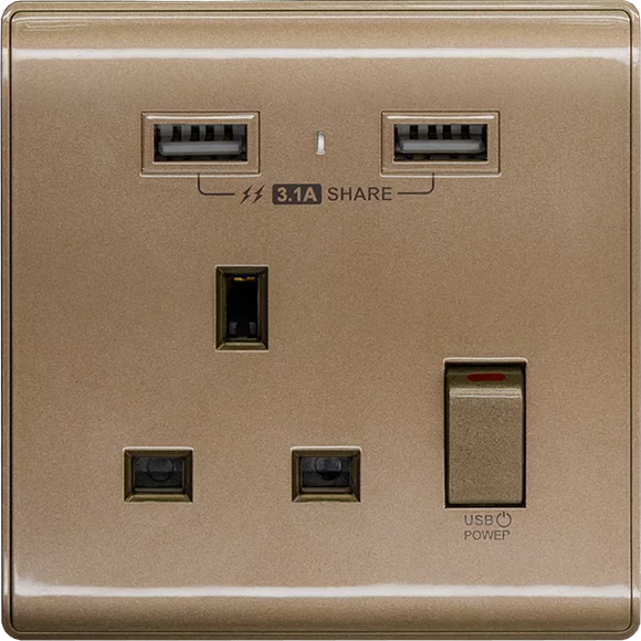 【銅啡色】 USB 單蘇《3.1A》色彩系列