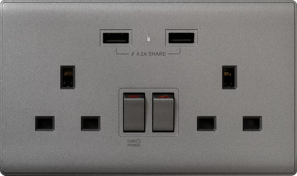 【碳灰】 USB 孖蘇《4.2A》色彩系列