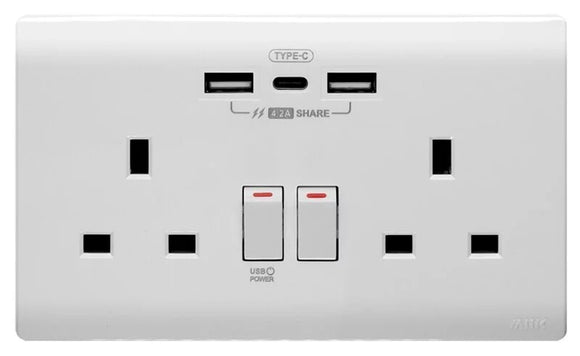 4.2A Type-C/USB 孖蘇電制 (光面白)